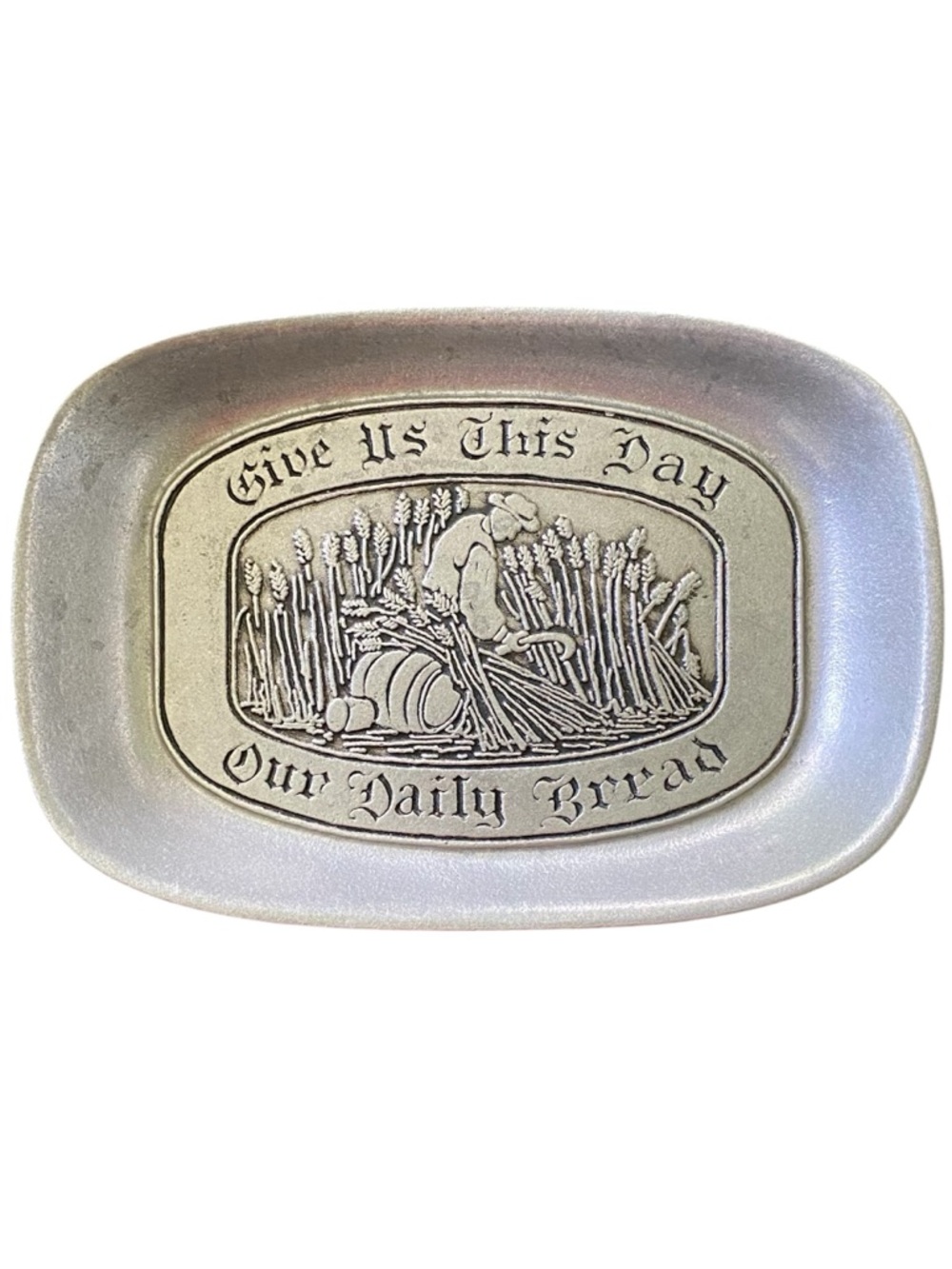 Wilton Columbia Pewter Bread Tray Give Us This Day Our Daily Bread Vintage USA